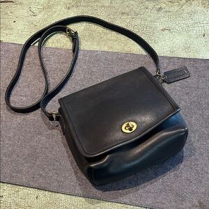 Coach Vintage 9076 Black Leather Flap Companion Crossbody Bag – Made in USA